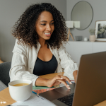 Person working on laptop for online business