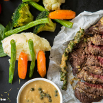 Healthy gut foods including yogurt, fruits, and vegetables