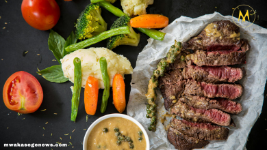 Healthy gut foods including yogurt, fruits, and vegetables