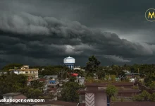 Dark clouds over Philadelphia with lightning