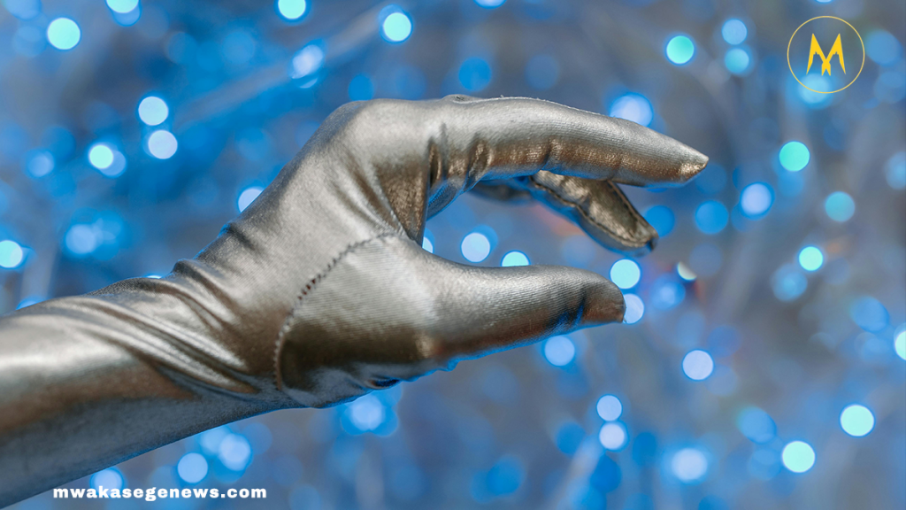 Close-up of a microchip glowing on a circuit board