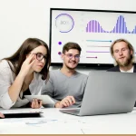Business owner using AI software on a laptop