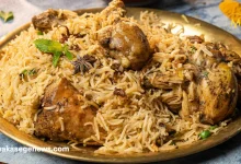 Homemade Swahili pilau served with beef and potatoes