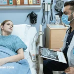 Woman recovering from BBL surgery lying on her side