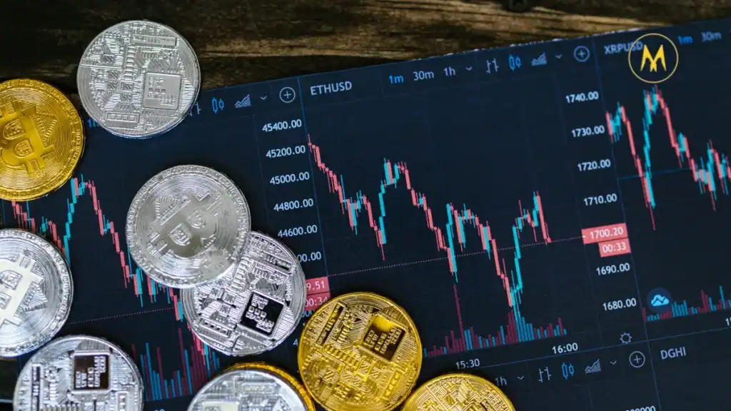 XRP coin on financial chart showing price growth