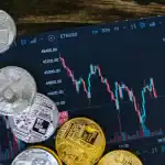 XRP coin on financial chart showing price growth