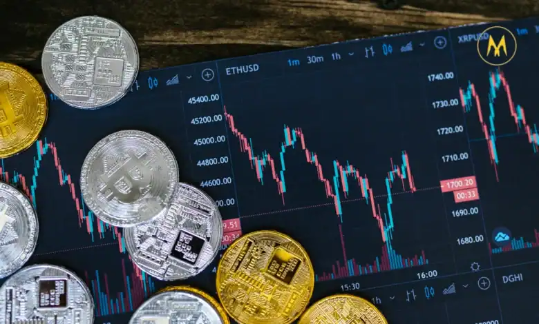 XRP coin on financial chart showing price growth