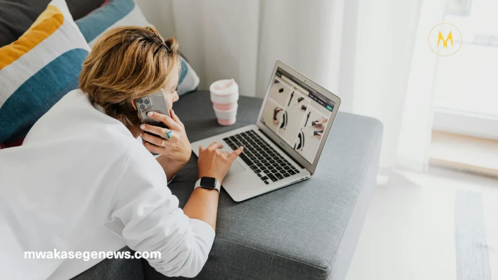 Person working remotely on laptop in a relaxed space