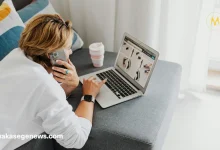 Person working remotely on laptop in a relaxed space