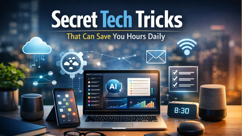 ecret tech tricks saving time in daily life, automation tools, smart devices, productivity apps.