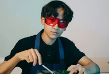 Business professional using AI technology