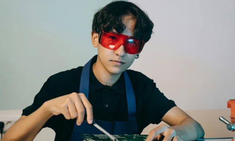 Business professional using AI technology