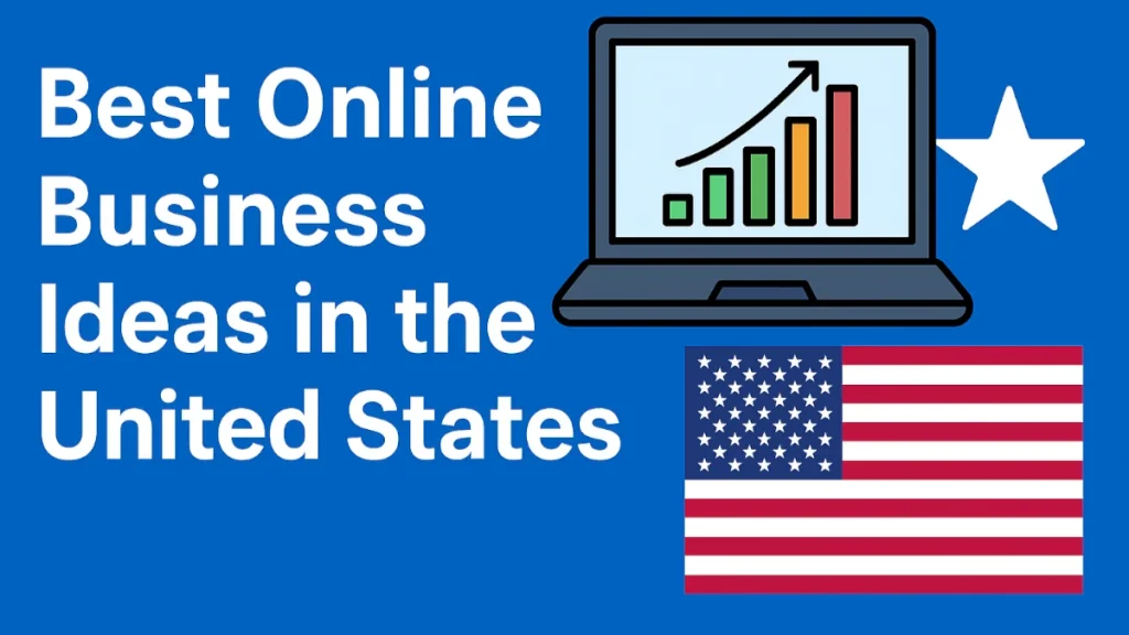 Online business workspace with laptop and notes