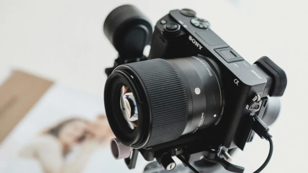 Sony A7V full-frame camera with lens and 4K video capability
