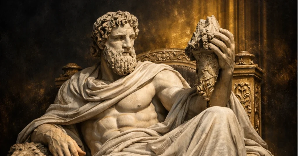 Calm man thinking quietly in a peaceful environment